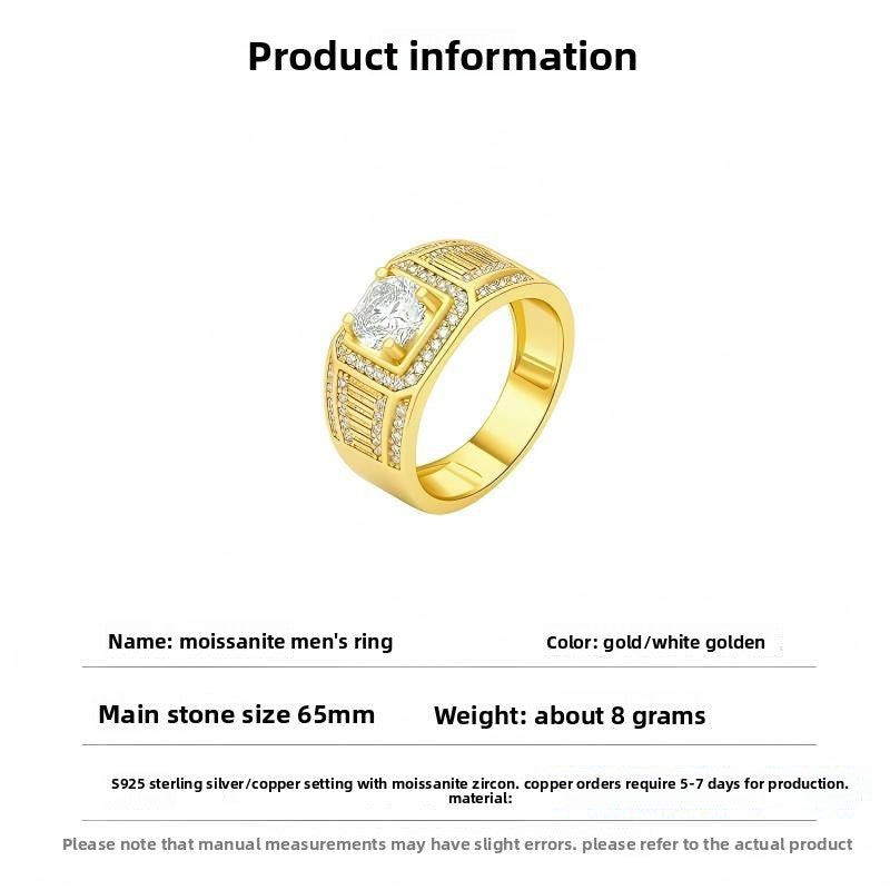 Hot-selling moissanite men's ring domineering mechanical style personalized design jewelry
