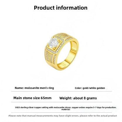 Hot-selling moissanite men's ring domineering mechanical style personalized design jewelry