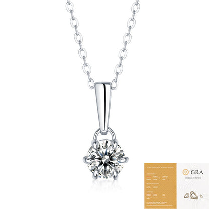925 silver inlaid moissanite water drop necklace six-claw pendant collarbone chain
