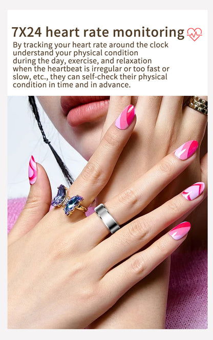 Smart Ring for Men Women, Health Fitness Tracker with Heart Rate/Blood Pressure/Blood Oxygen Monitor,Sleep Tracker,Pedometer, No Subscription, IP68 Waterproof Ring for iPhone&Android