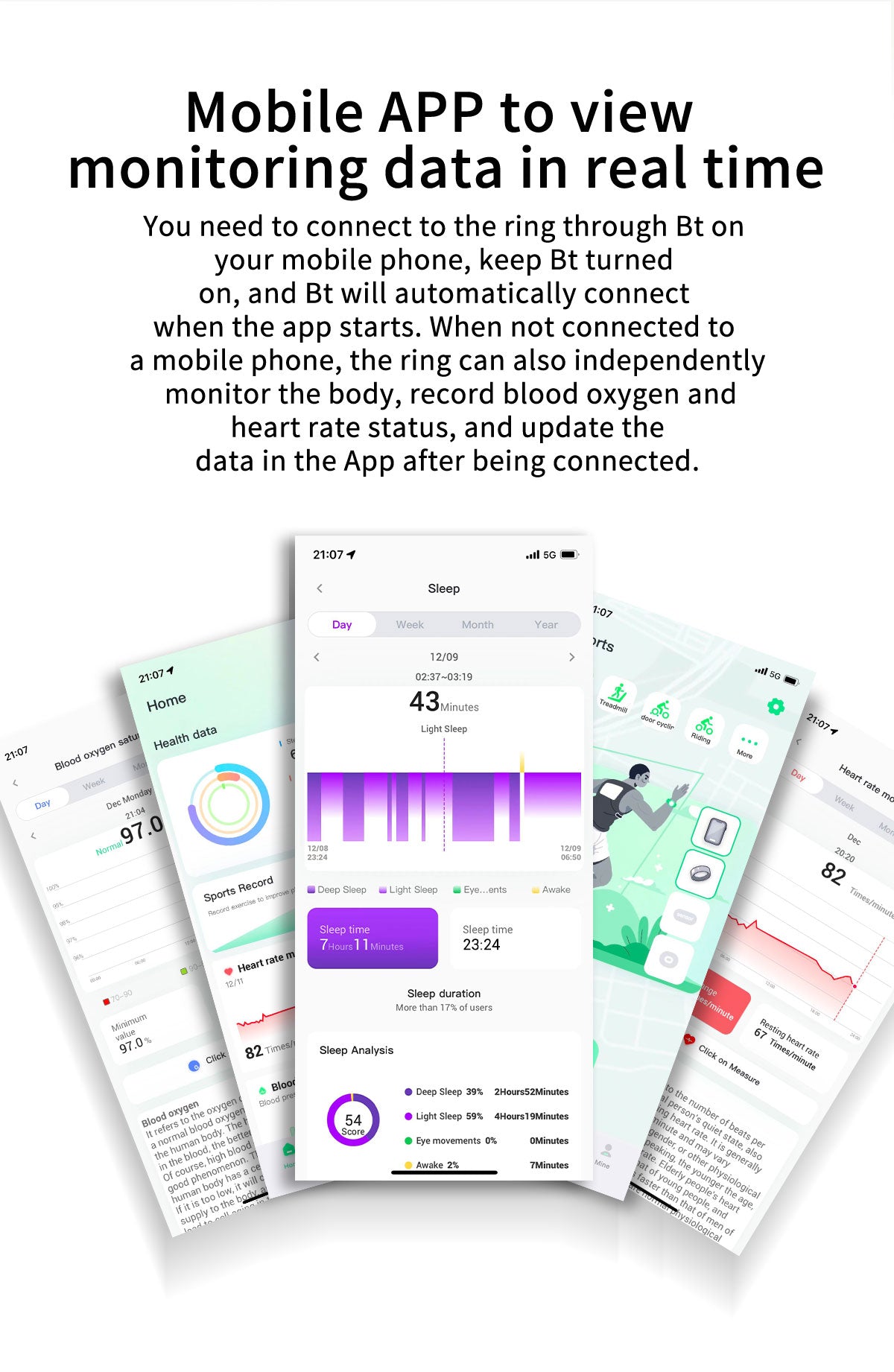 Smart Ring for Men Women, Health Fitness Tracker with Heart Rate/Blood Pressure/Blood Oxygen Monitor,Sleep Tracker,Pedometer, No Subscription, IP68 Waterproof Ring for iPhone&Android