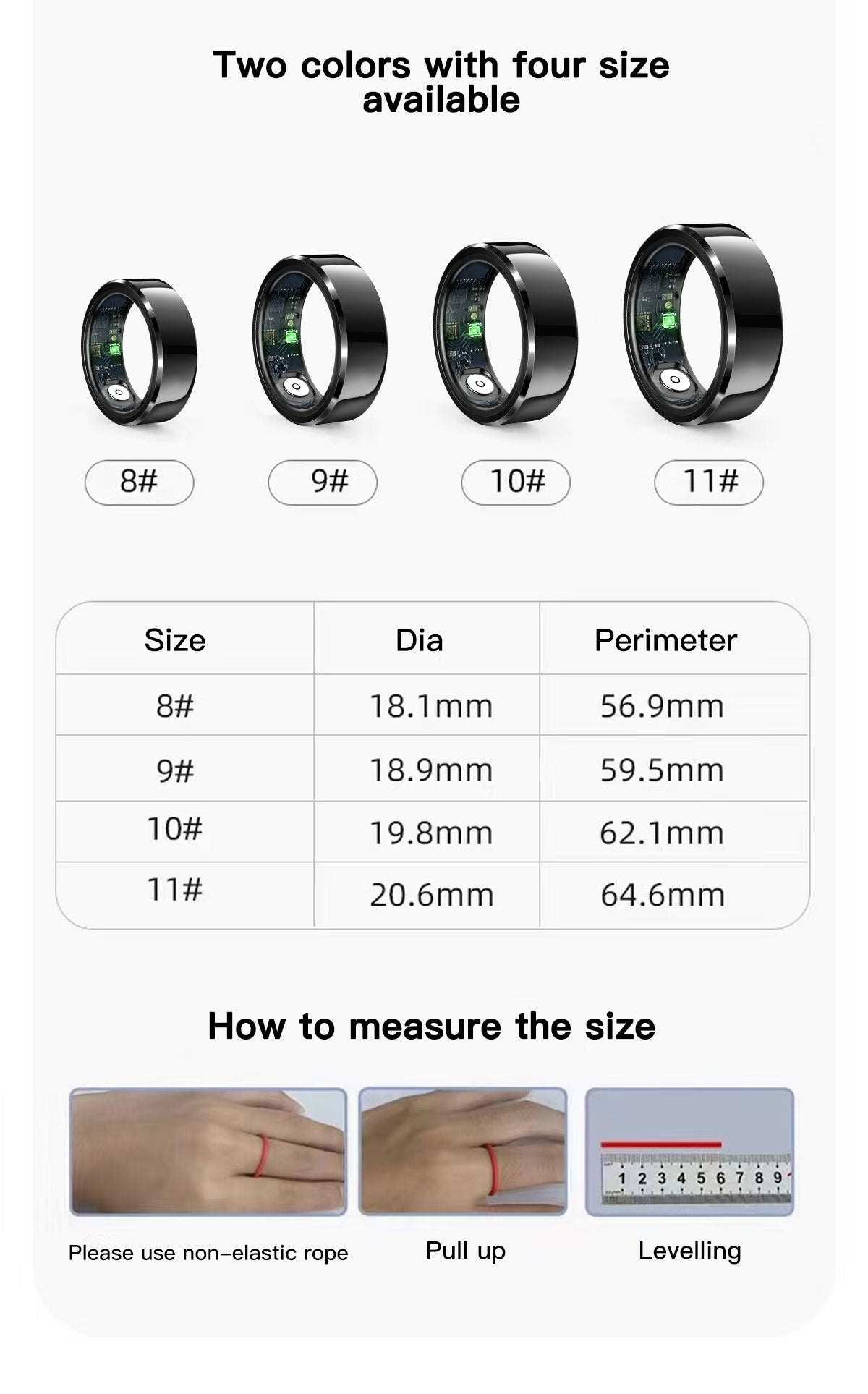 Smart Ring for Men Women, Health Fitness Tracker with Heart Rate/Blood Pressure/Blood Oxygen Monitor,Sleep Tracker,Pedometer, No Subscription, IP68 Waterproof Ring for iPhone&Android