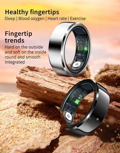 Smart Ring for Men Women, Health Fitness Tracker with Heart Rate/Blood Pressure/Blood Oxygen Monitor,Sleep Tracker,Pedometer, No Subscription, IP68 Waterproof Ring for iPhone&Android