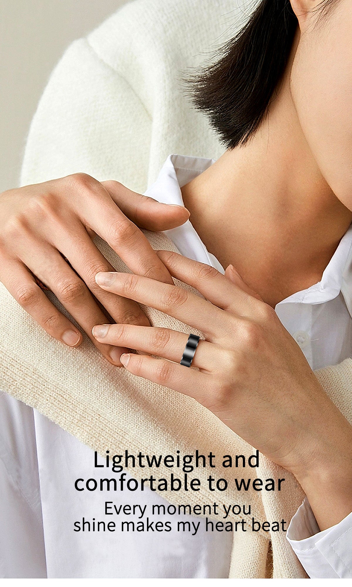 Smart Ring for Men Women, Health Fitness Tracker with Heart Rate/Blood Pressure/Blood Oxygen Monitor,Sleep Tracker,Pedometer, No Subscription, IP68 Waterproof Ring for iPhone&Android