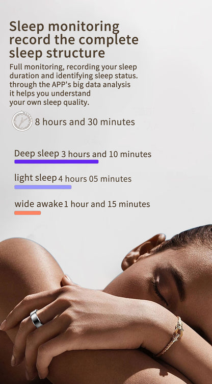 Smart Ring for Men Women, Health Fitness Tracker with Heart Rate/Blood Pressure/Blood Oxygen Monitor,Sleep Tracker,Pedometer, No Subscription, IP68 Waterproof Ring for iPhone&Android