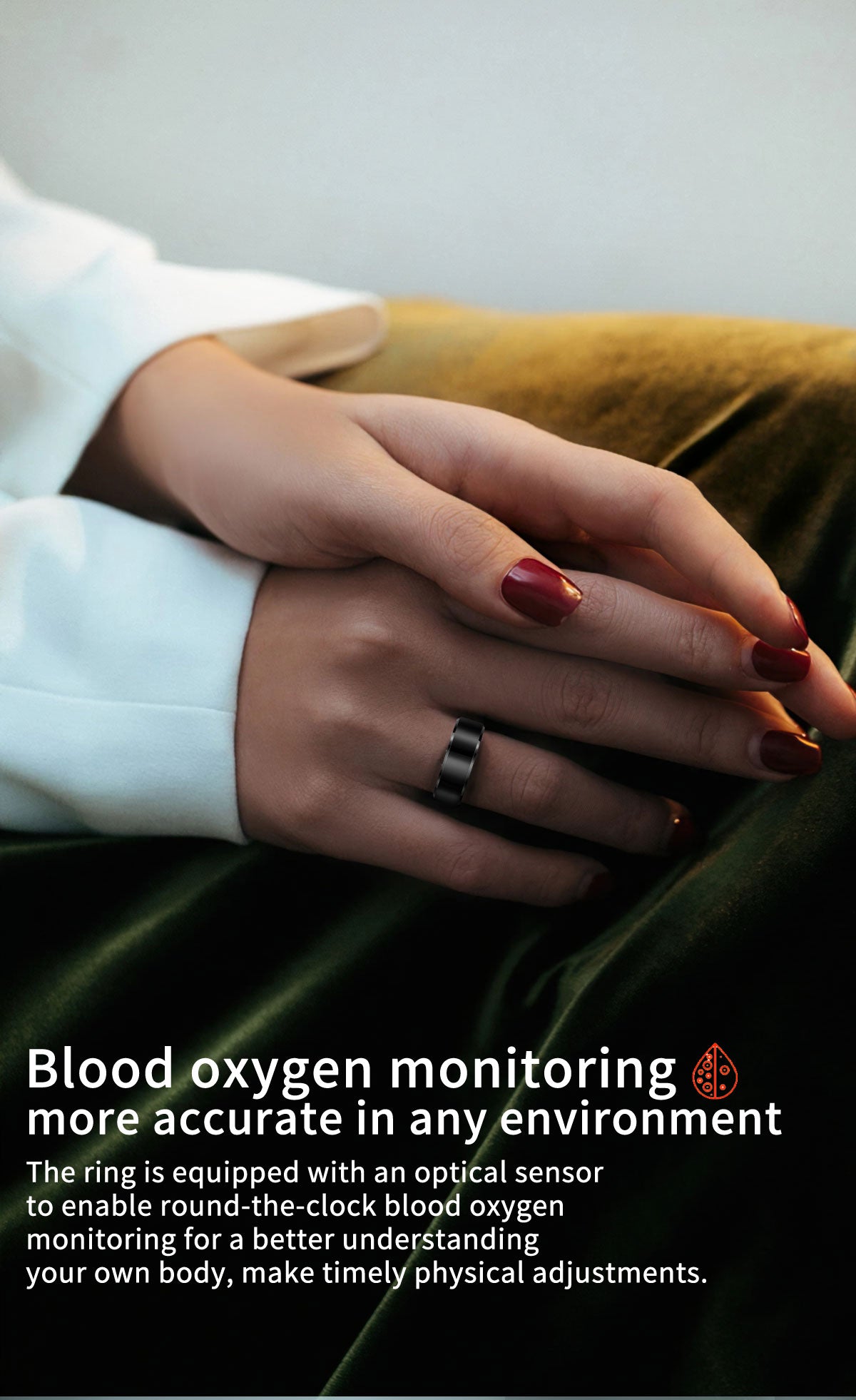 Smart Ring for Men Women, Health Fitness Tracker with Heart Rate/Blood Pressure/Blood Oxygen Monitor,Sleep Tracker,Pedometer, No Subscription, IP68 Waterproof Ring for iPhone&Android
