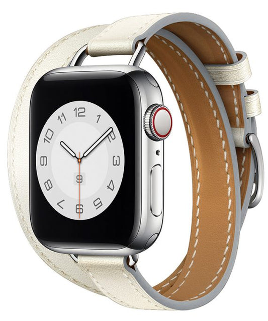 White Double Tour Italian Leather Strap