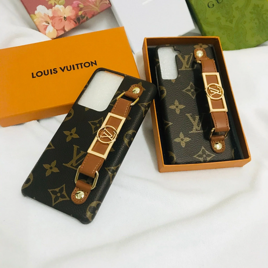Stylish Monogram Leather Wristband Samsung Case