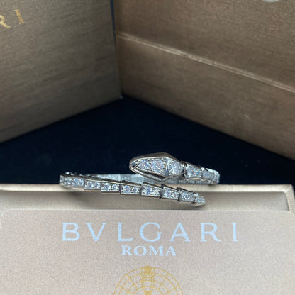 Full Diamond Snake Bone Open Bracelet