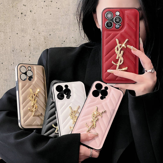Sparkling Luxury Logo Leather Case