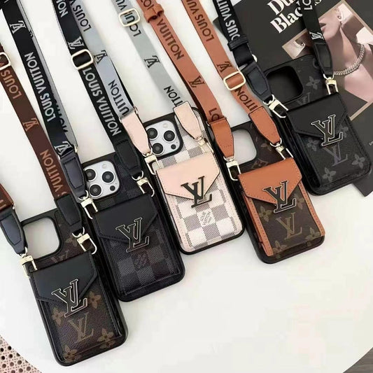 Luxury Leather Metal Card Holder Lanyard Case