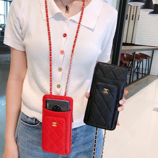 Luxury leather crossbody coin mobile phone bag
