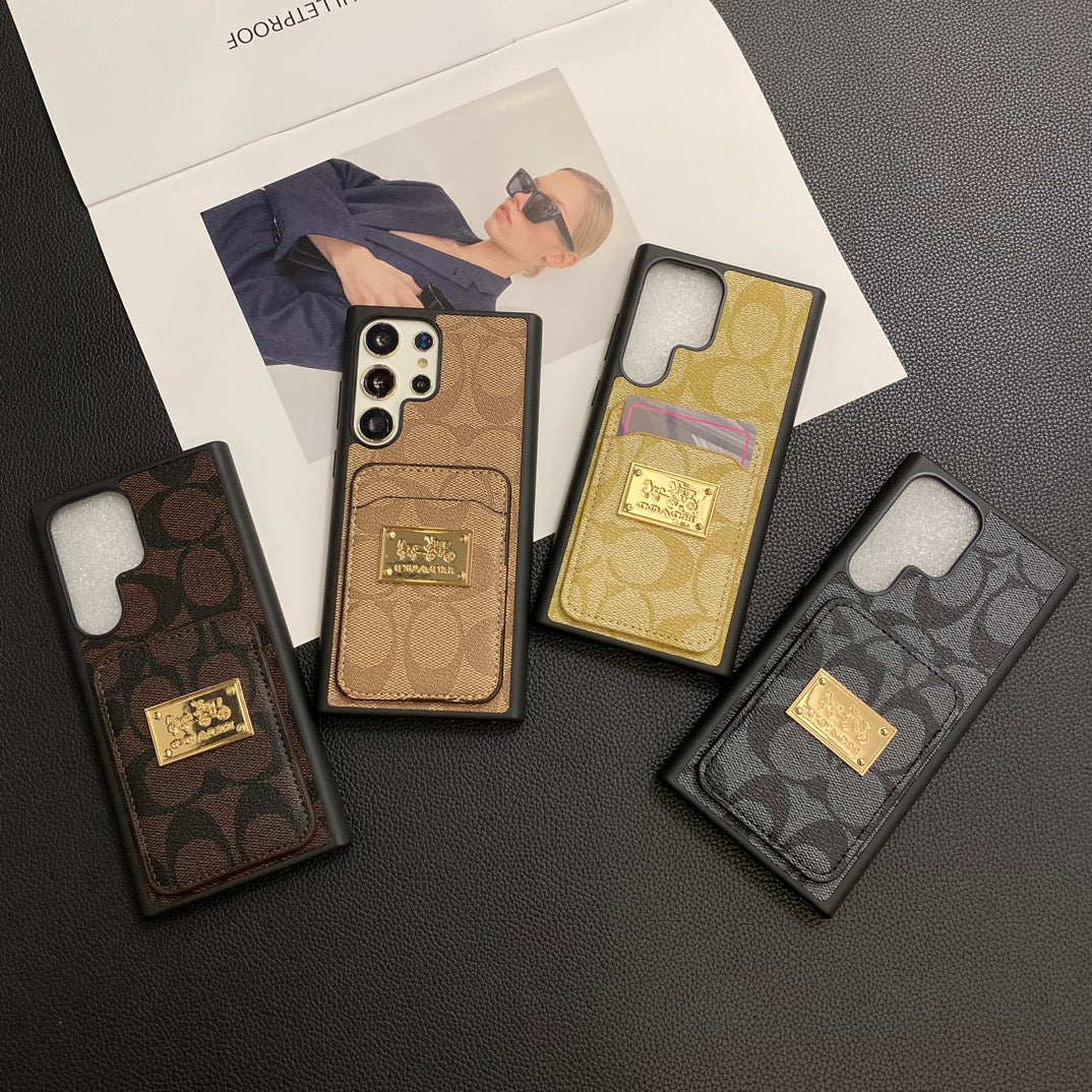 Retro Embossed Square Gold Logo Samsung Case