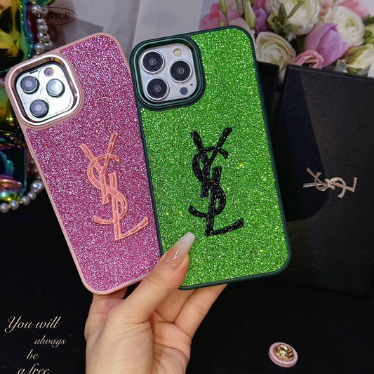 Shiny Gold Label Glitter Case