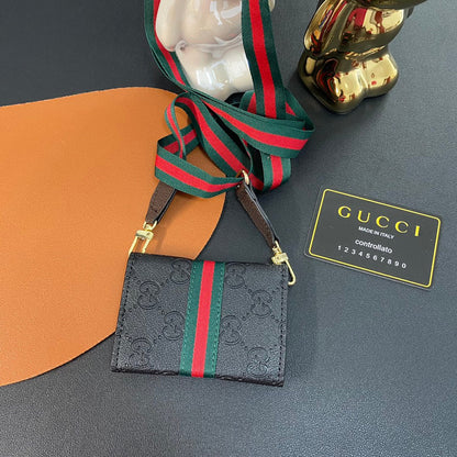 Leather Embossed Crossbody Card Holder