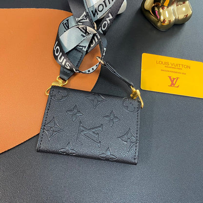 Leather Embossed Crossbody Card Holder