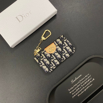 Denim embroidered card holder