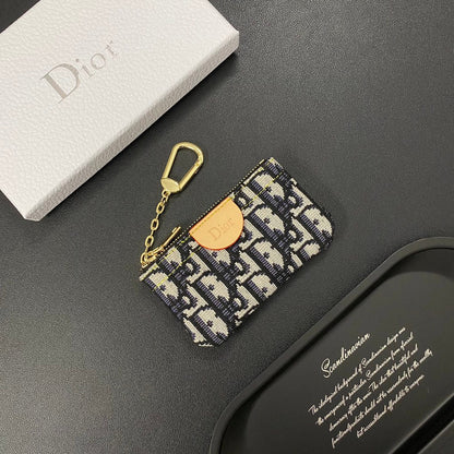 Denim embroidered card holder