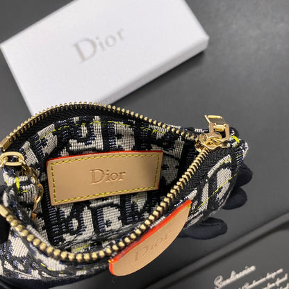 Denim embroidered card holder