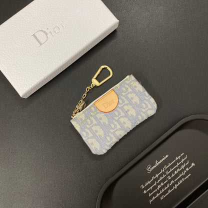 Denim embroidered card holder