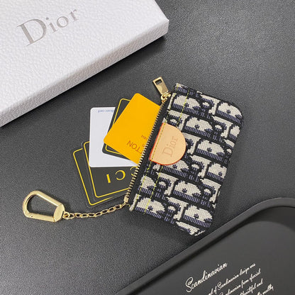 Denim embroidered card holder