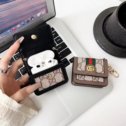 Vintage Leather Canvas Embossed Earphone Case
