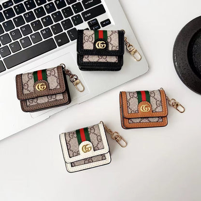 Vintage Leather Canvas Embossed Earphone Case