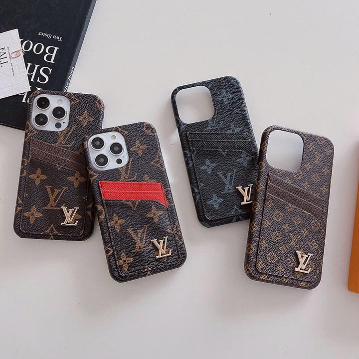 Metal Logo Leather Card Holder Case
