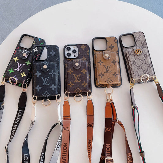 Classic Print Leather Card Crossbody Case